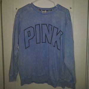 Blue distressed PINK sweatshirt